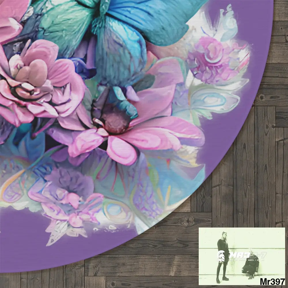 Butterfly Pastel Graphics Round Rug 60’’ × 60’’ Home Decor