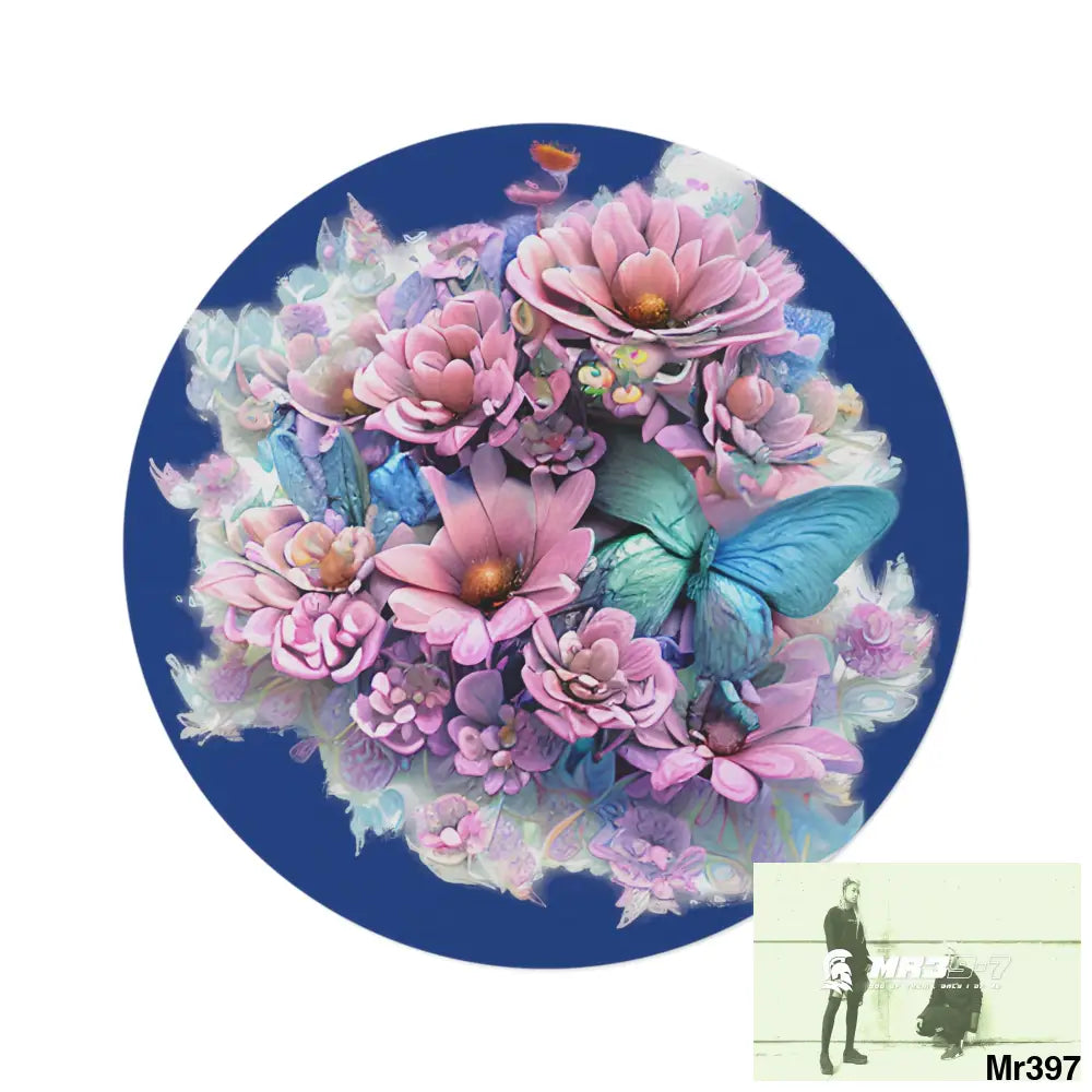 Butterfly Pastel Graphics Round Rug 60’’ × 60’’ Home Decor