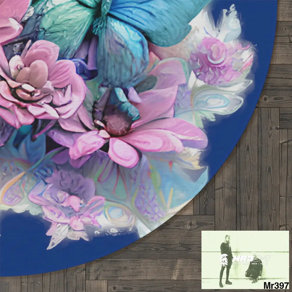 Butterfly Pastel Graphics Round Rug 60’’ × 60’’ Home Decor