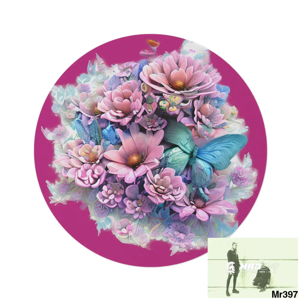 Butterfly Pastel Graphics Round Rug 60’’ × 60’’ Home Decor