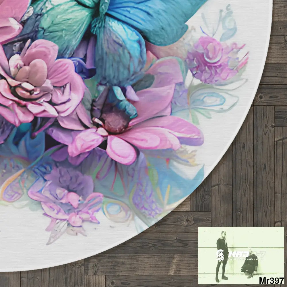 Butterfly Pastel Graphics Round Rug 60’’ × 60’’ Home Decor