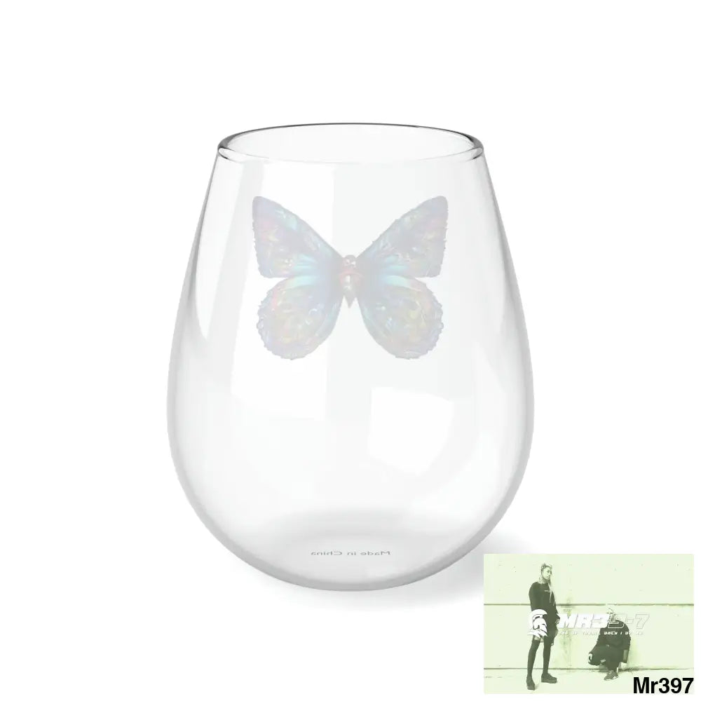 butterfly watercolour graphic Stemless Wine Glass 11.75oz 11.75oz Mug