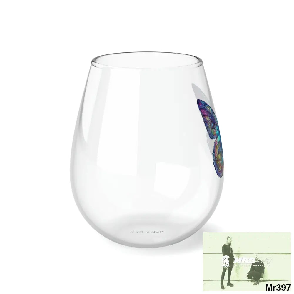butterfly watercolour graphic Stemless Wine Glass 11.75oz 11.75oz Mug