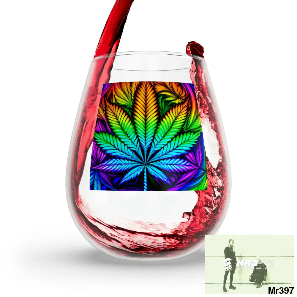 Cannabis Leaf Psychedelic Stemless Wine Glass 11.75oz 11.75oz Mug