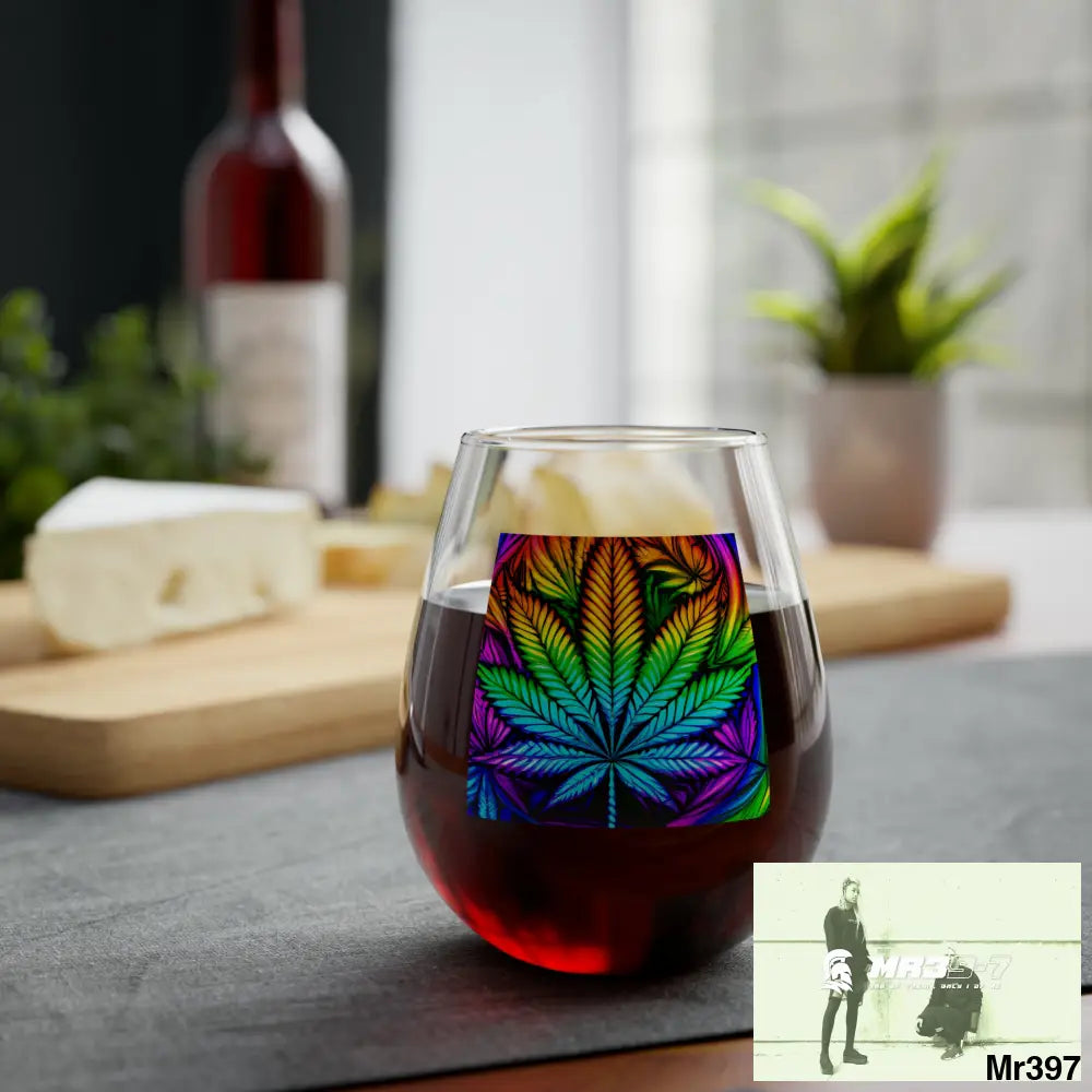 Cannabis Leaf Psychedelic Stemless Wine Glass 11.75oz 11.75oz Mug