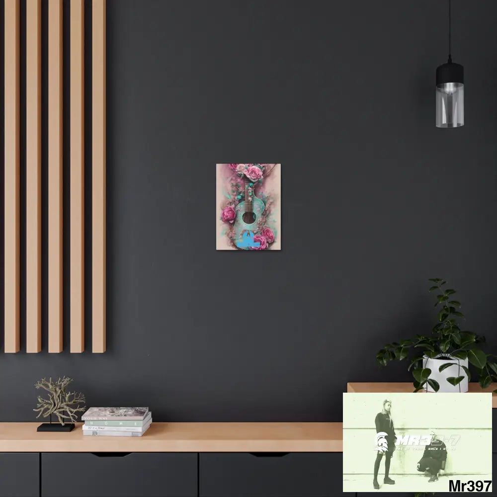 Canvas Gallery Wraps A Who Dares Wins Pink Roses & Guitar Canvas