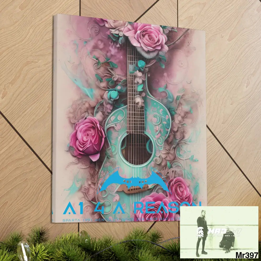 Canvas Gallery Wraps A1 4 A Reason Pink Roses & Guitar Canvas