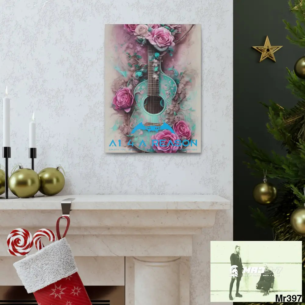 Canvas Gallery Wraps A1 4 A Reason Pink Roses & Guitar Canvas