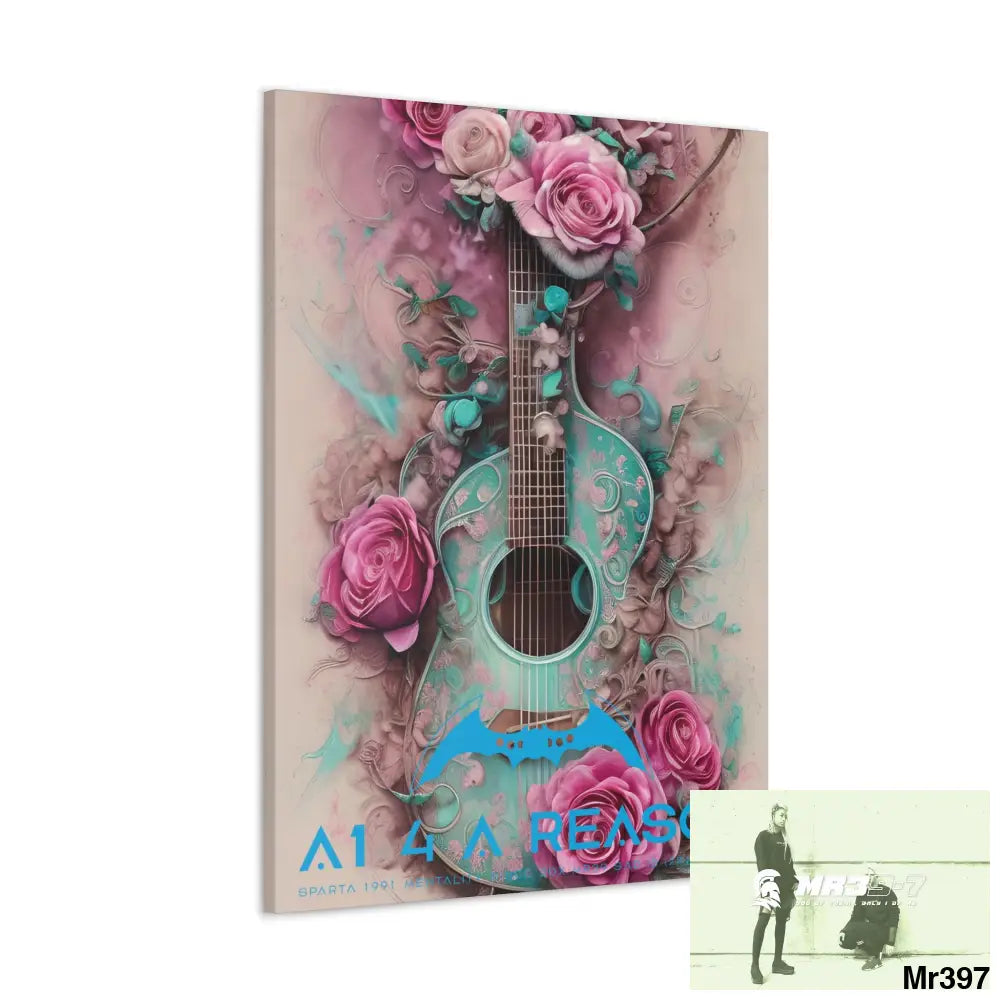 Canvas Gallery Wraps A1 4 A Reason Pink Roses & Guitar Canvas