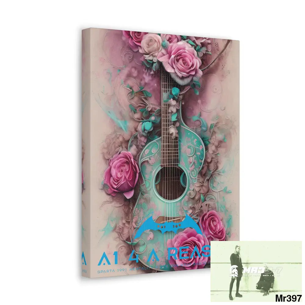 Canvas Gallery Wraps A1 4 A Reason Pink Roses & Guitar Canvas