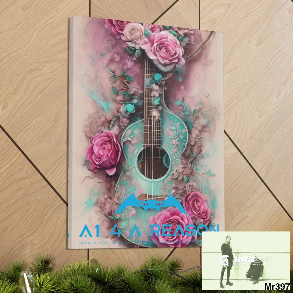 Canvas Gallery Wraps A1 4 A Reason Pink Roses & Guitar Canvas