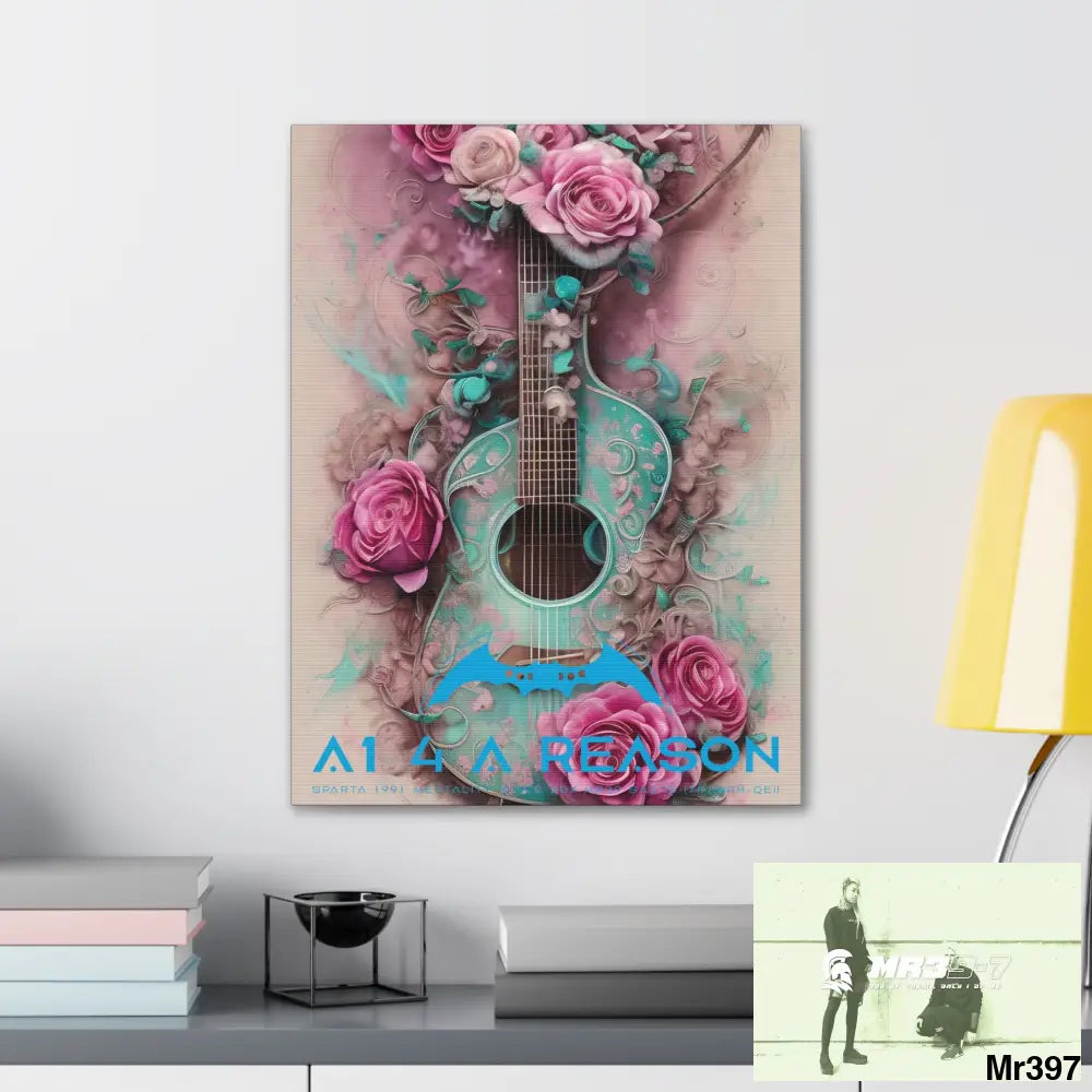 Canvas Gallery Wraps A1 4 A Reason Pink Roses & Guitar Canvas