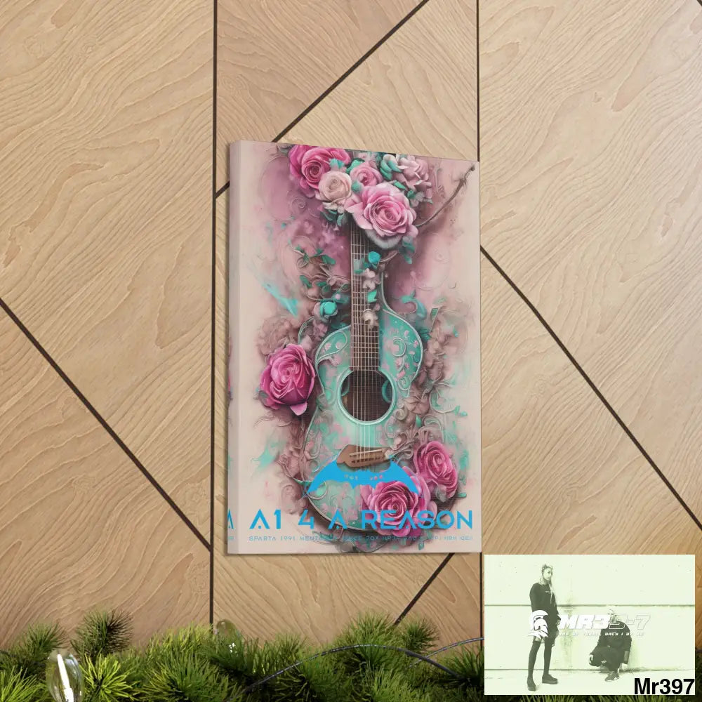 Canvas Gallery Wraps A1 4 A Reason Pink Roses & Guitar Canvas