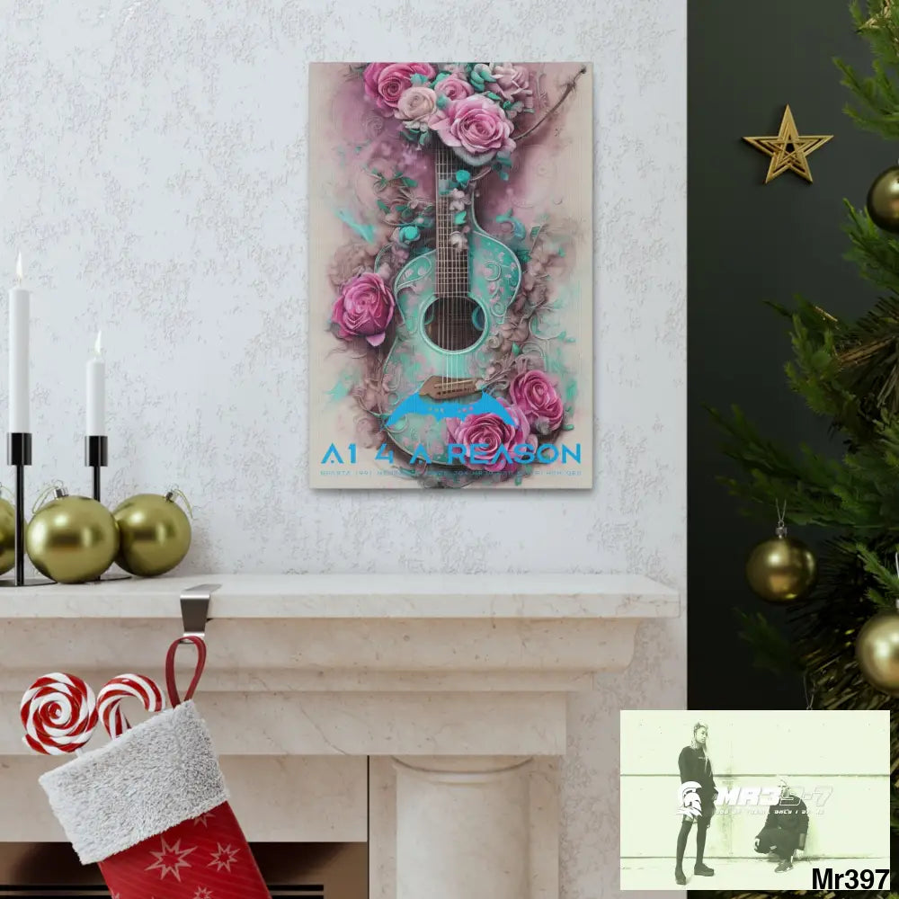 Canvas Gallery Wraps A1 4 A Reason Pink Roses & Guitar Canvas