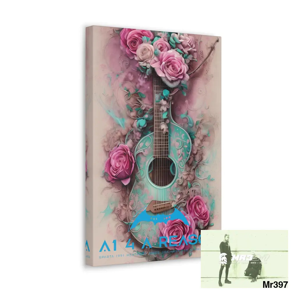 Canvas Gallery Wraps A1 4 A Reason Pink Roses & Guitar Canvas