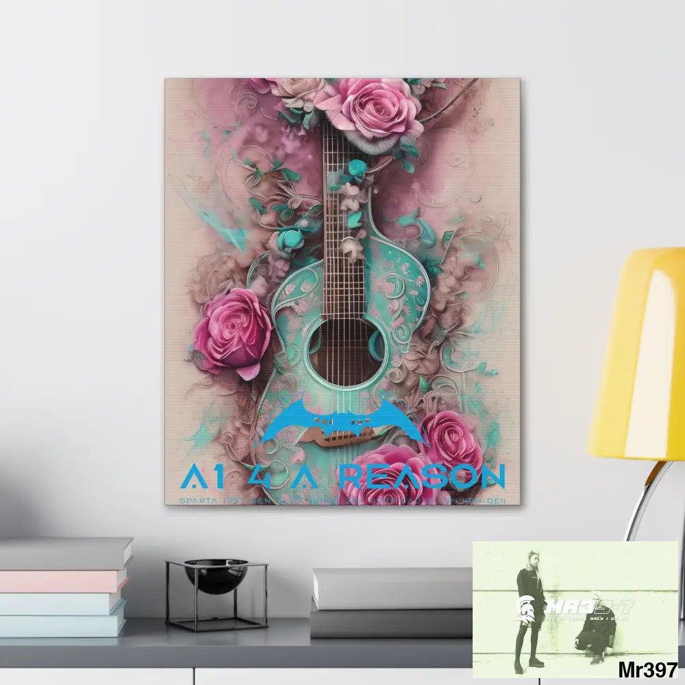 Canvas Gallery Wraps A1 4 A Reason Pink Roses & Guitar Canvas