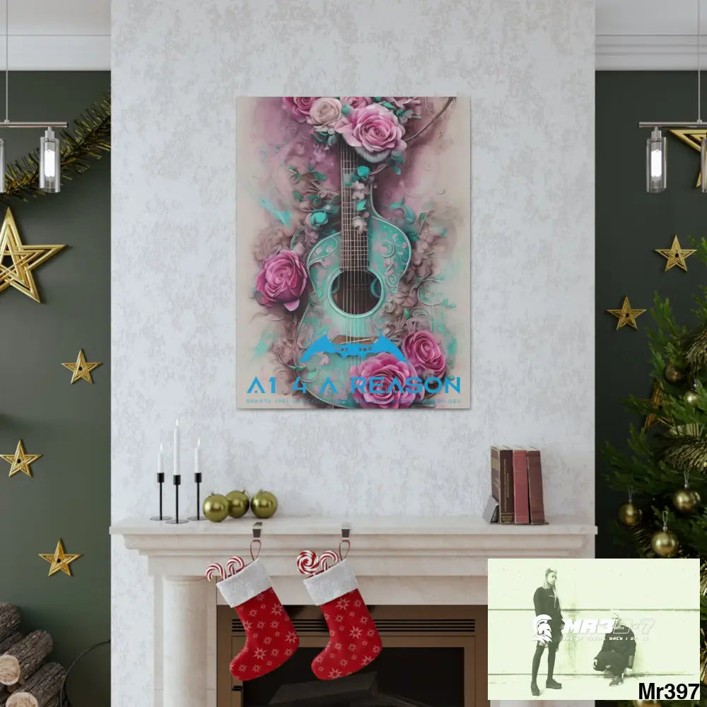 Canvas Gallery Wraps A1 4 A Reason Pink Roses & Guitar Canvas