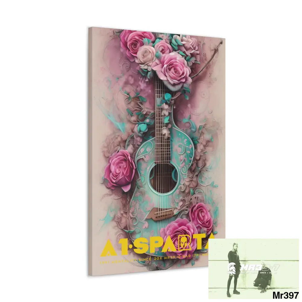 Canvas Gallery Wraps A1.Sparta Pink Roses & Guitar Canvas