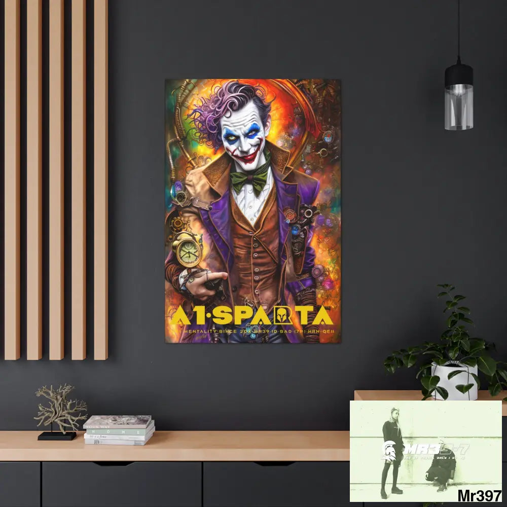 Canvas Gallery Wraps A1.Sparta Steampunk Joker Hearts Tribal Fractal 32″ x 48″ / Premium Gallery Wraps (1.25″) Canvas