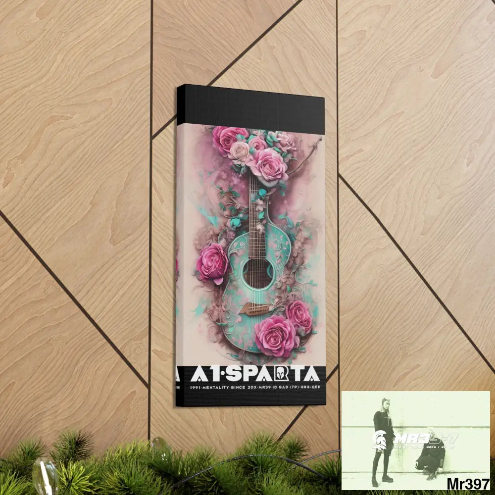 Canvas Gallery Wraps A1Sparta Pink Roses & Guitar Canvas