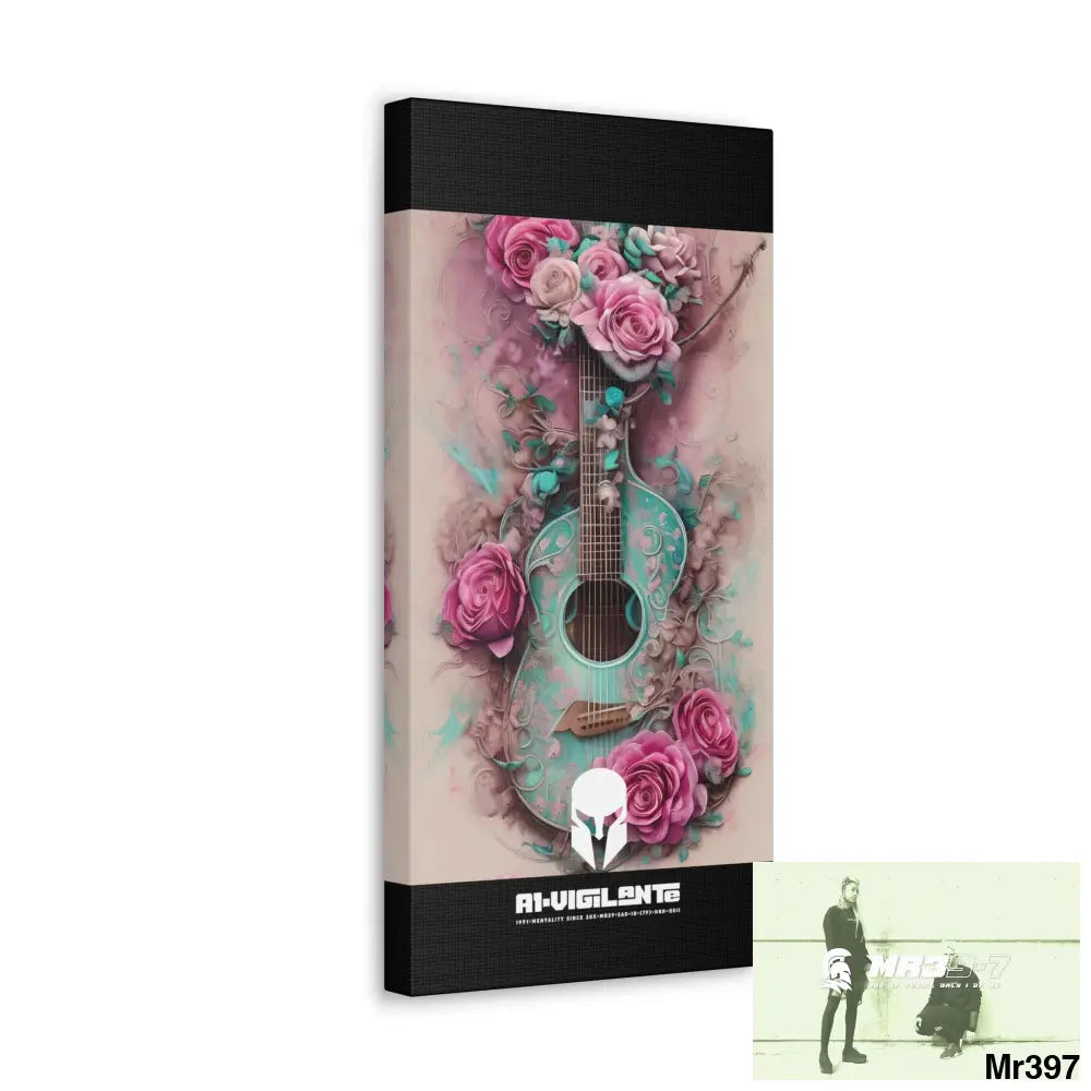 Canvas Gallery Wraps A1Sparta Pink Roses & Guitar Canvas