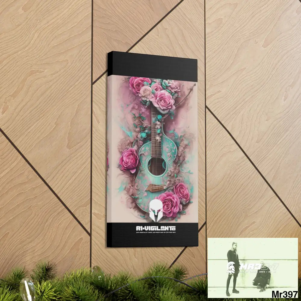 Canvas Gallery Wraps A1Sparta Pink Roses & Guitar Canvas