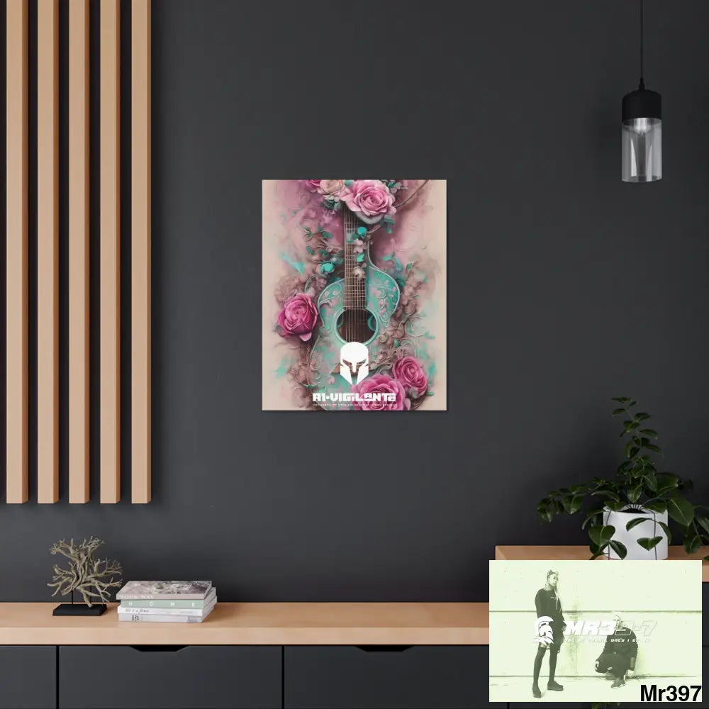 Canvas Gallery Wraps A1Sparta Pink Roses & Guitar Canvas