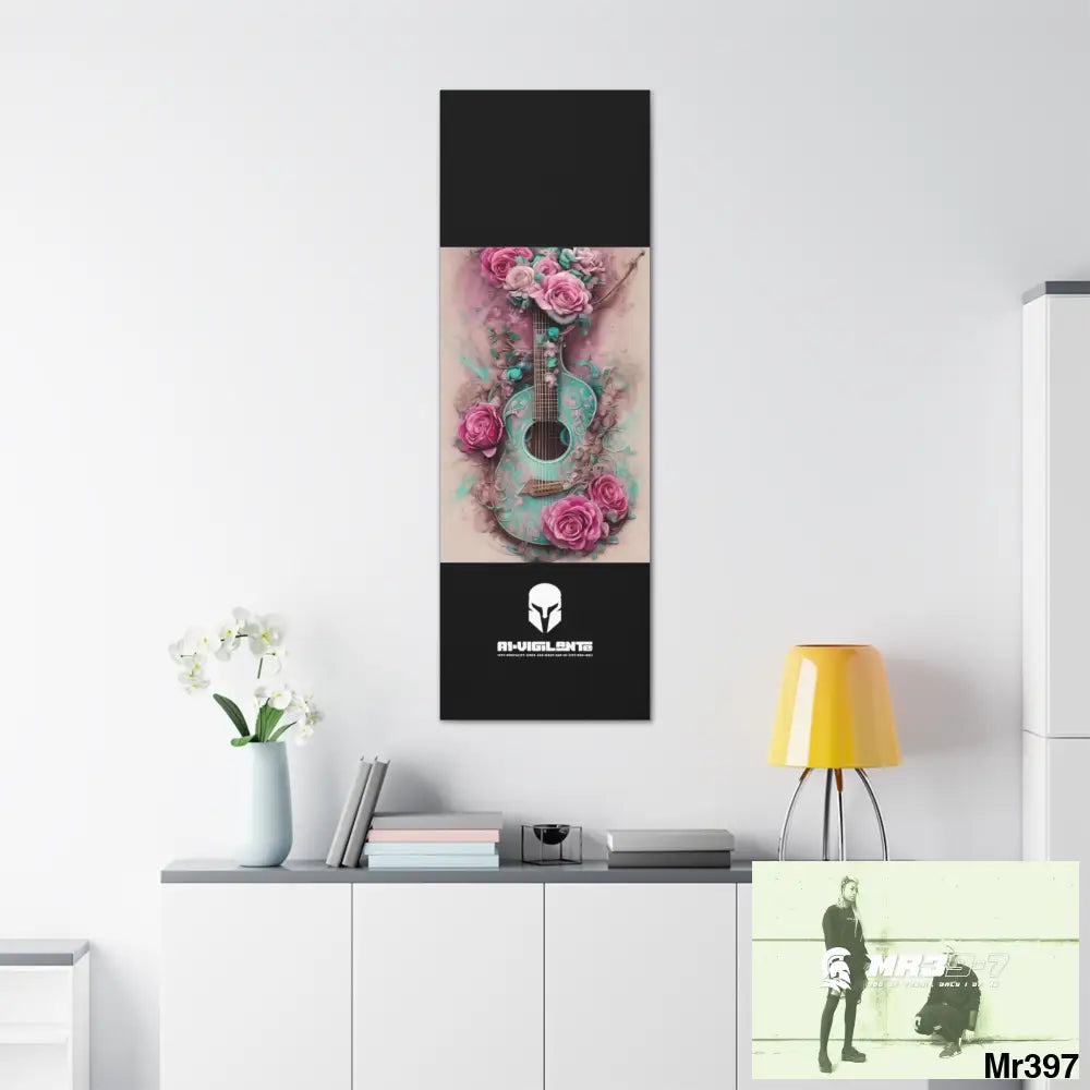 Canvas Gallery Wraps A1Sparta Pink Roses & Guitar Canvas