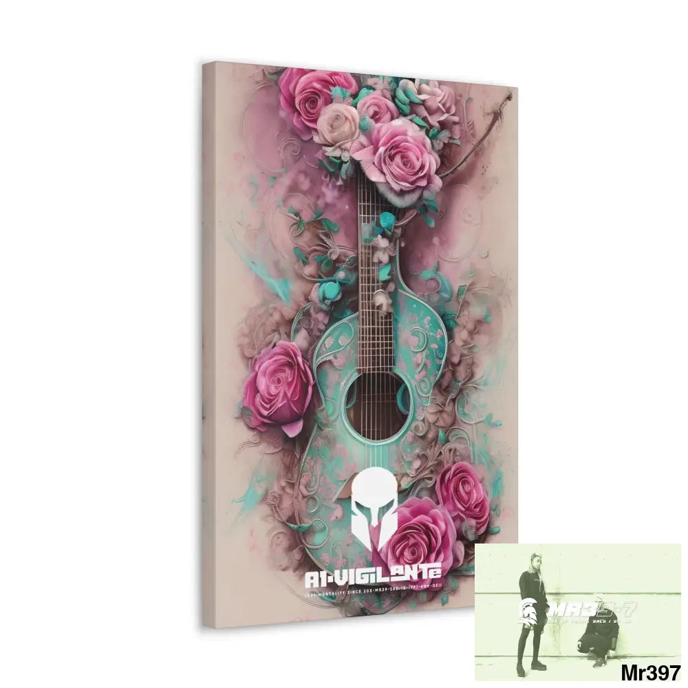 Canvas Gallery Wraps A1Sparta Pink Roses & Guitar Canvas