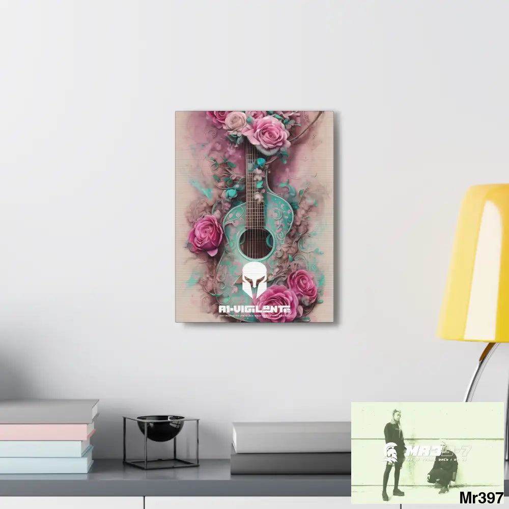 Canvas Gallery Wraps A1Sparta Pink Roses & Guitar Canvas