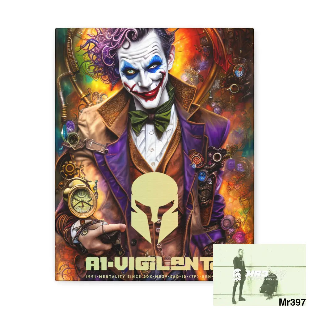 Canvas Gallery Wraps A1vigilante Steampunk Joker Hearts Tribal Fractal 11″ x 14″ / Premium Gallery Wraps (1.25″) Canvas