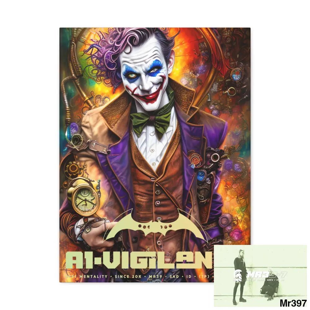 Canvas Gallery Wraps A1vigilante Steampunk Joker Hearts Tribal Fractal 18″ x 24″ / Premium Gallery Wraps (1.25″) Canvas