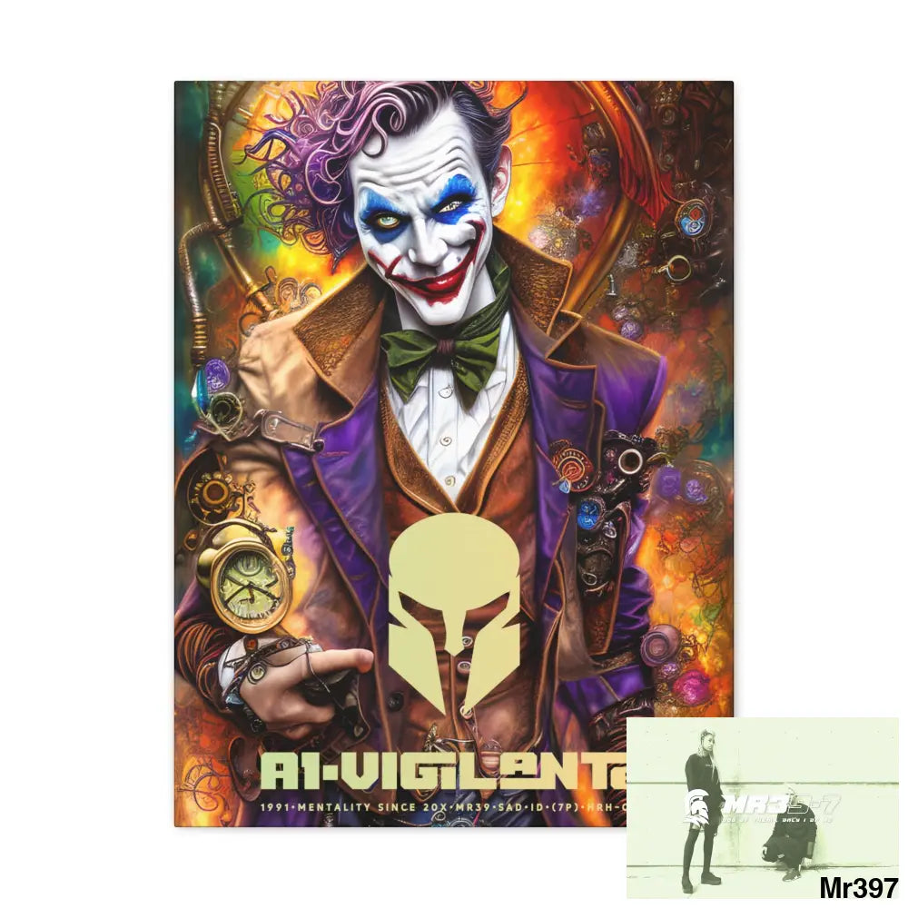 Canvas Gallery Wraps A1vigilante Steampunk Joker Hearts Tribal Fractal 18″ x 24″ / Premium Gallery Wraps (1.25″) Canvas