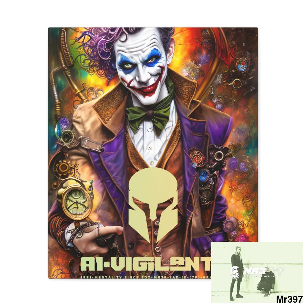 Canvas Gallery Wraps A1vigilante Steampunk Joker Hearts Tribal Fractal 20″ x 24″ / Premium Gallery Wraps (1.25″) Canvas