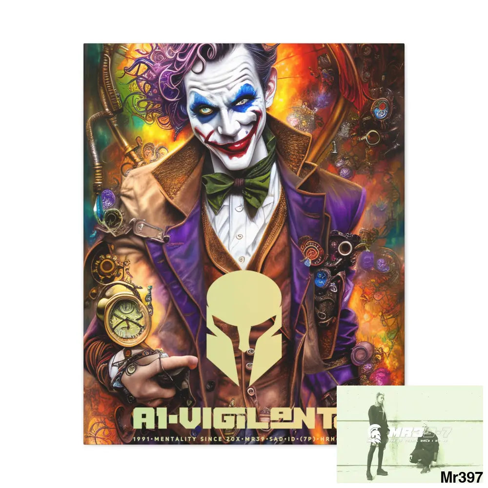 Canvas Gallery Wraps A1vigilante Steampunk Joker Hearts Tribal Fractal 24″ x 30″ / Premium Gallery Wraps (1.25″) Canvas