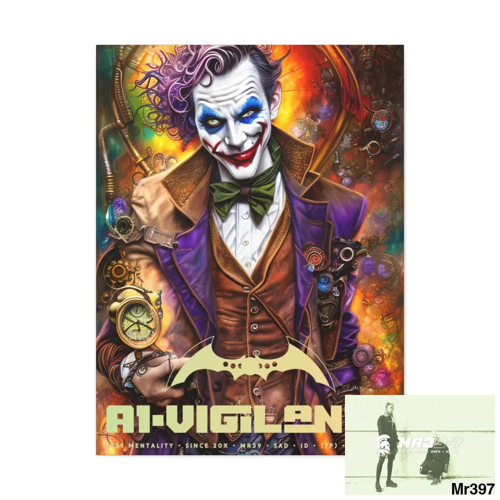 Canvas Gallery Wraps A1vigilante Steampunk Joker Hearts Tribal Fractal 30″ x 40″ / Premium Gallery Wraps (1.25″) Canvas