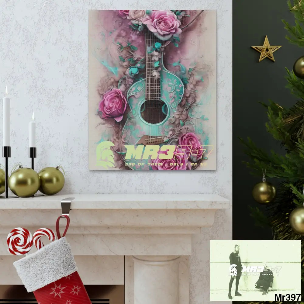 Canvas Gallery Wraps MR39 Pink Roses & Guitar Canvas