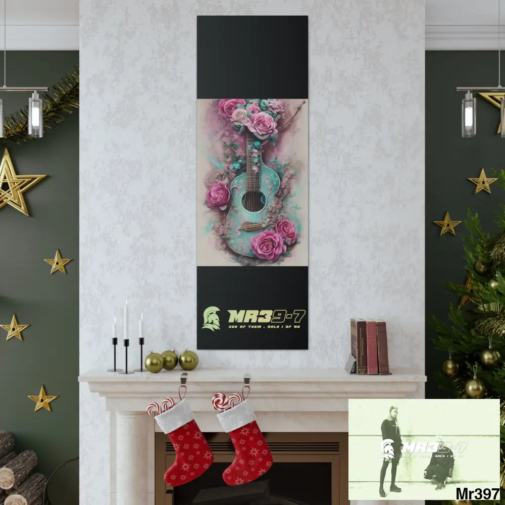 Canvas Gallery Wraps MR39 Pink Roses & Guitar Canvas