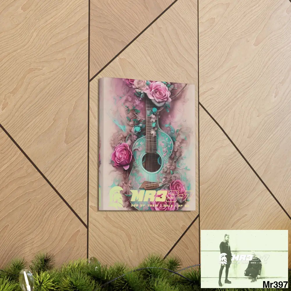 Canvas Gallery Wraps MR39 Pink Roses & Guitar Canvas