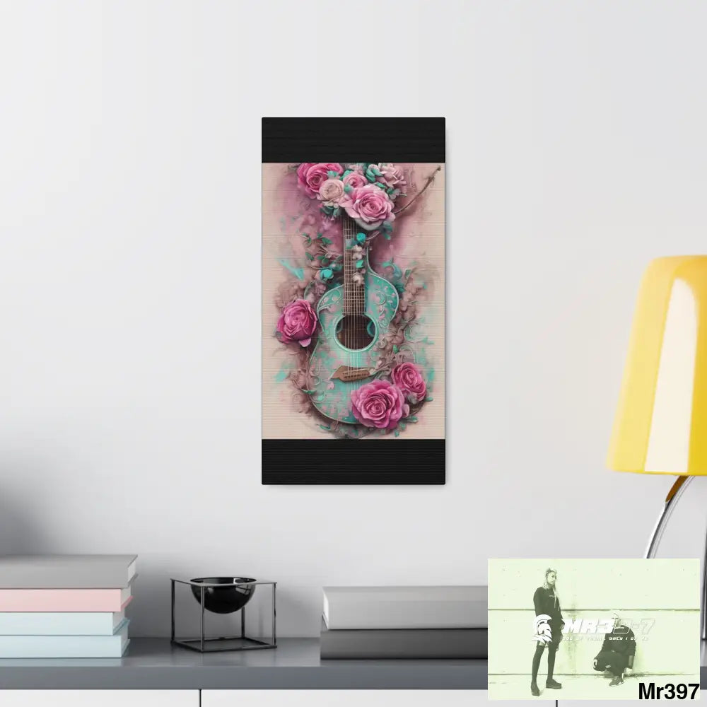 Canvas Gallery Wraps Pink Roses & Guitar Canvas