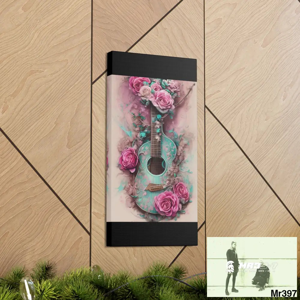 Canvas Gallery Wraps Pink Roses & Guitar Canvas
