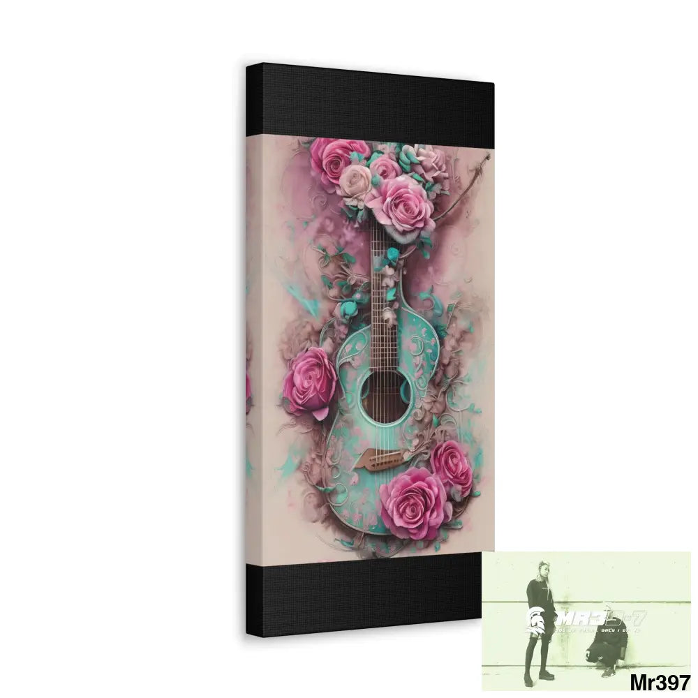 Canvas Gallery Wraps Pink Roses & Guitar Canvas