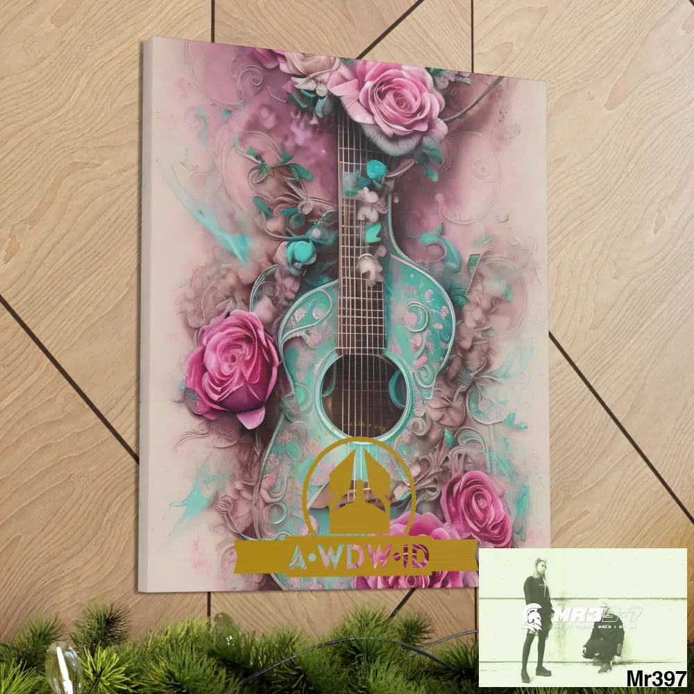 Canvas Gallery WrapsWDW.ID Pink Roses & Guitar Canvas