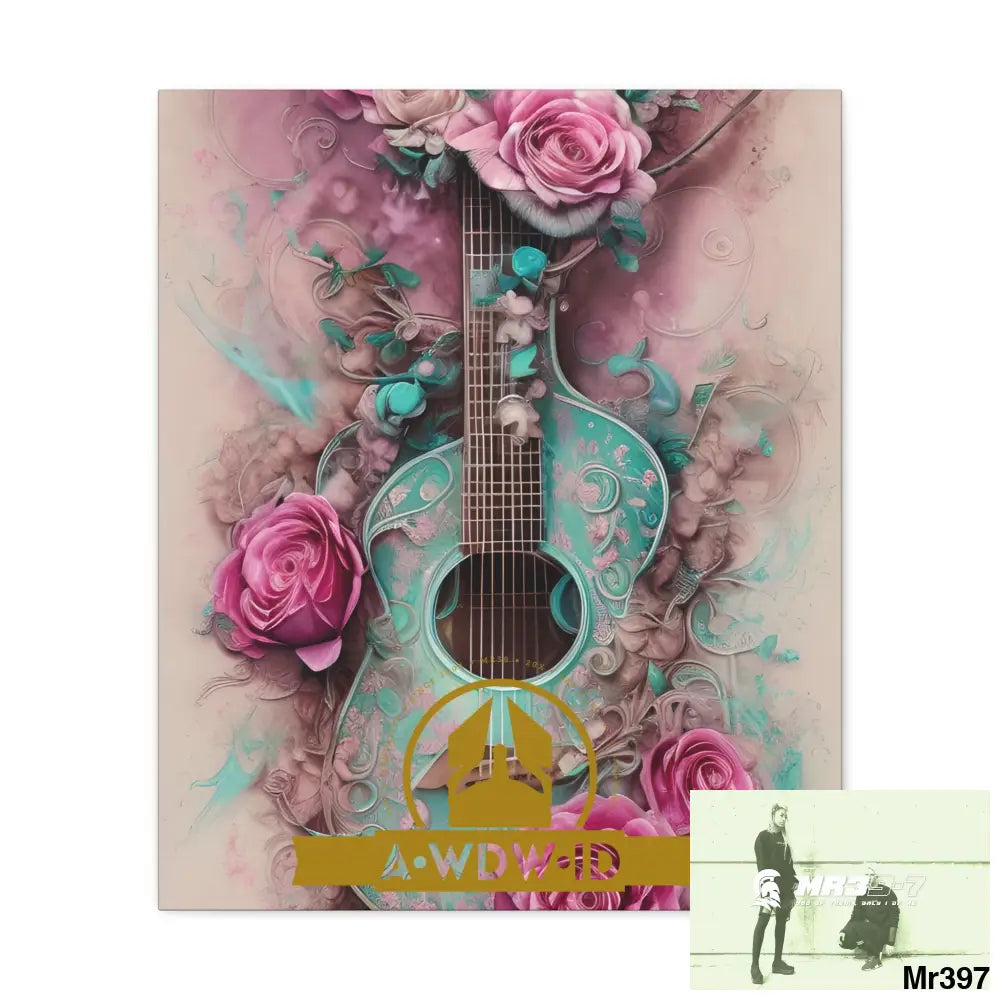 Canvas Gallery WrapsWDW.ID Pink Roses & Guitar 20″ x 24″ / Premium Gallery Wraps (1.25″) Canvas