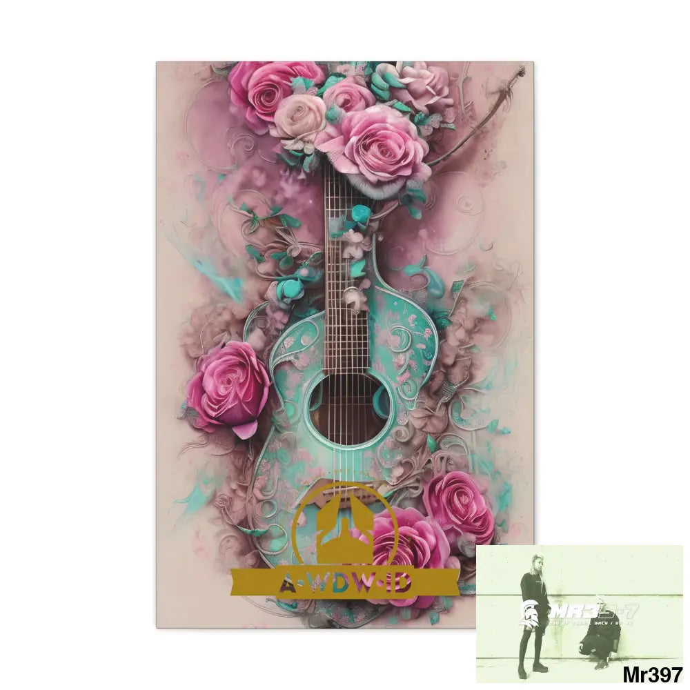 Canvas Gallery WrapsWDW.ID Pink Roses & Guitar 20″ x 30″ / Premium Gallery Wraps (1.25″) Canvas