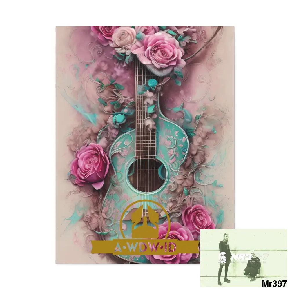 Canvas Gallery WrapsWDW.ID Pink Roses & Guitar 30″ x 40″ / Premium Gallery Wraps (1.25″) Canvas