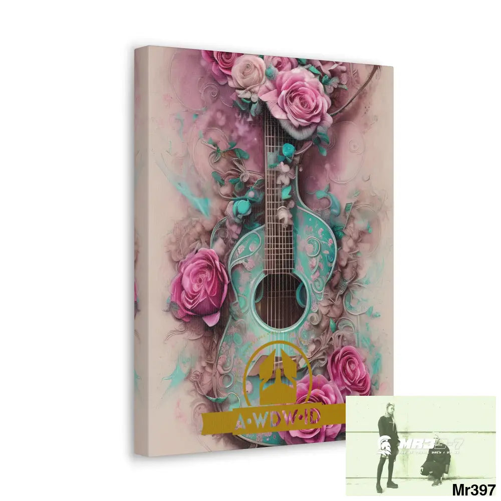 Canvas Gallery WrapsWDW.ID Pink Roses & Guitar Canvas