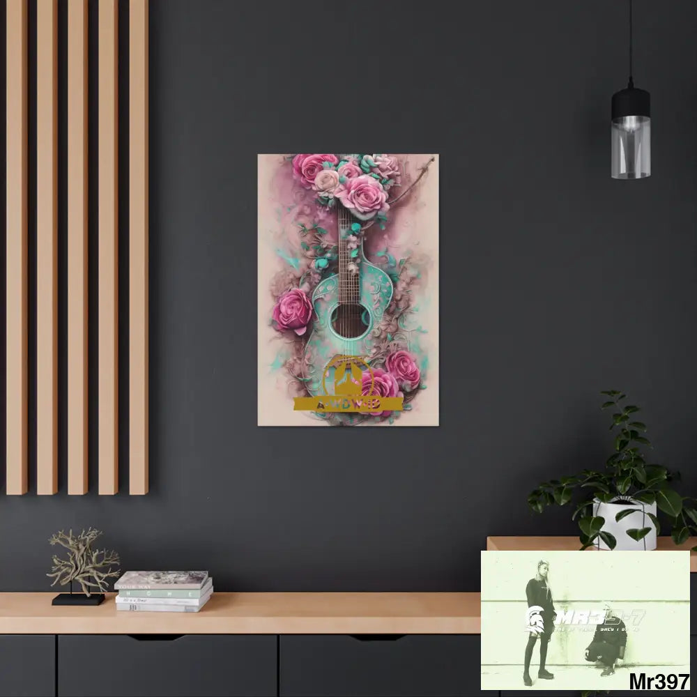 Canvas Gallery WrapsWDW.ID Pink Roses & Guitar Canvas