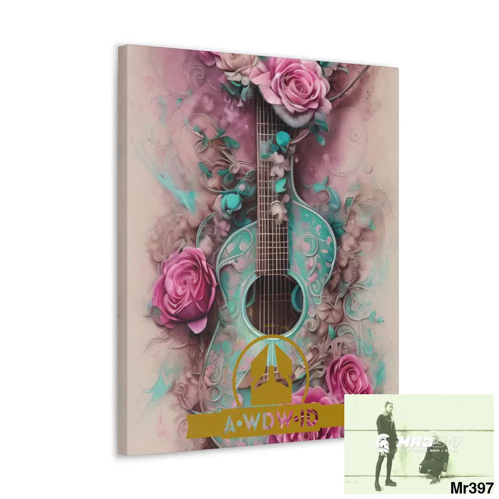 Canvas Gallery WrapsWDW.ID Pink Roses & Guitar Canvas