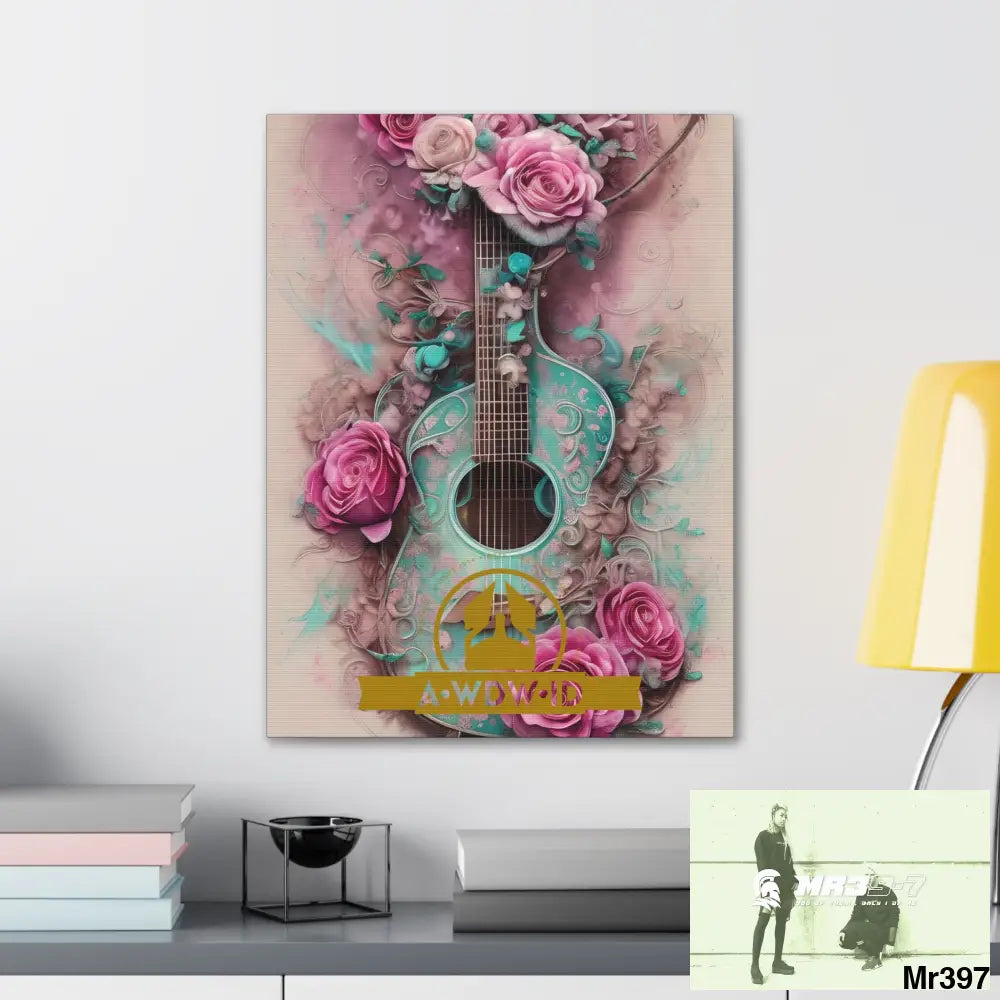 Canvas Gallery WrapsWDW.ID Pink Roses & Guitar Canvas